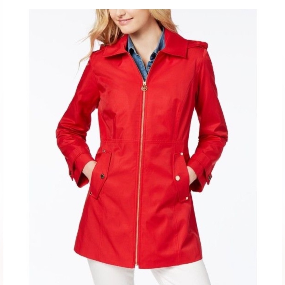 Michael KORS women’s red long raincoat jacket XXL EUC